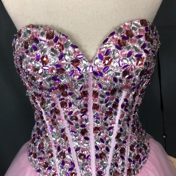 Alyce Paris Pink and Multicolor Sequin Prom Dress - Picture 7 of 12